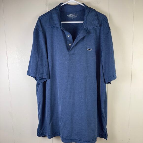 Vineyard Vines Shirt Mens XLarge OTG Blue Stripe On The‎ Go Sankaty Golf Polo - Picture 1 of 6